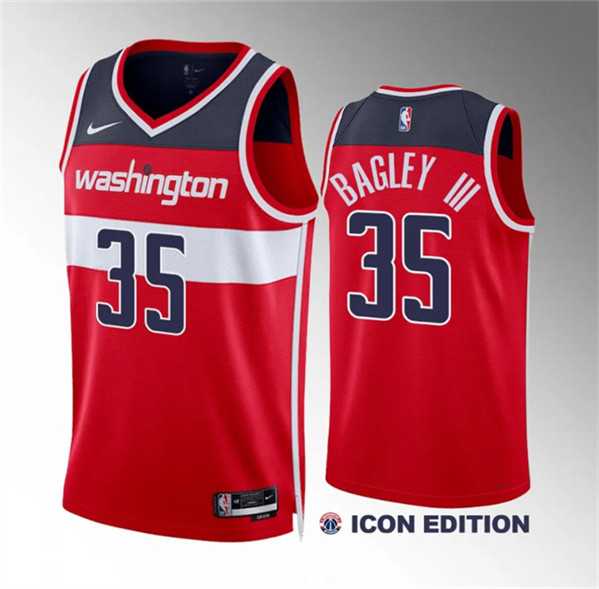 Men%27s Washington Wizards #35 Marvin Bagley III Red Icon Edition Stitched Basketball Jersey Dzhi